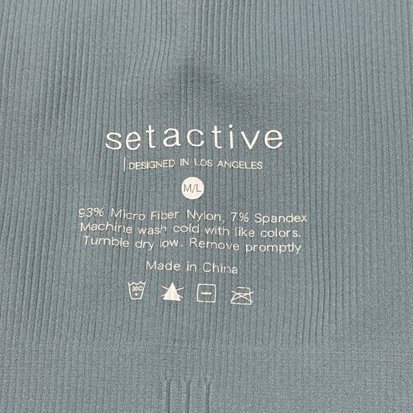 Set Active Ribbed Brami Crop Bralette Blue Size M/L - Picture 5 of 5